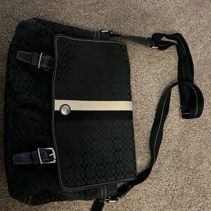Elegant Black Patterned Messenger Bag